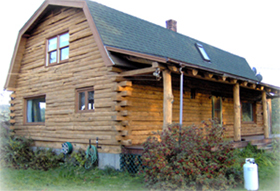 Log Home After Corn Blasting